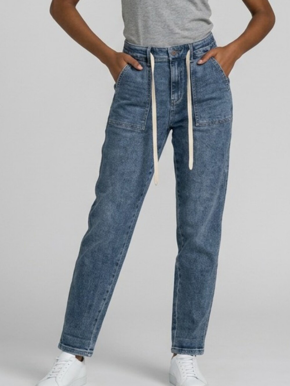 Judy Blue Jogger Jeans Womens 9/29 Blue Denim Baggy Tapered Drawstring High Rise